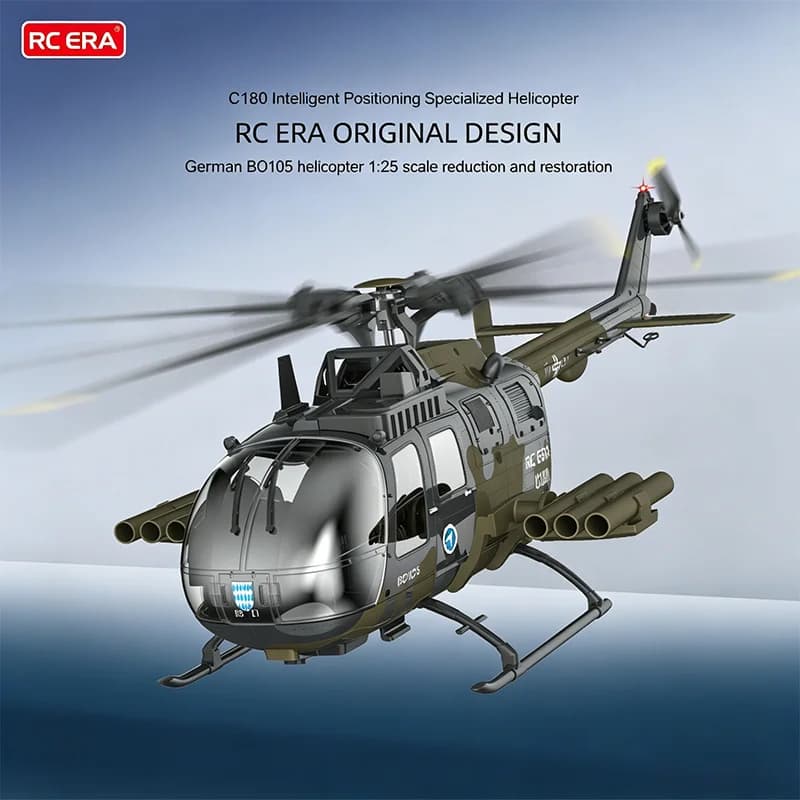 RC ERA 1:25 Remote Control Helicopter C180 Dual Brushless Simulation Helicopter BO105 One-Key Inverted Flight Optical Flow Lidar