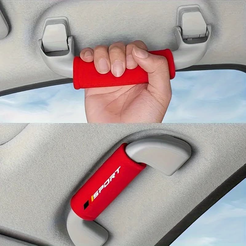 4-piece car interior accessory set: roof grab handle trim and protective cover, car interior ceiling handle protective cover.