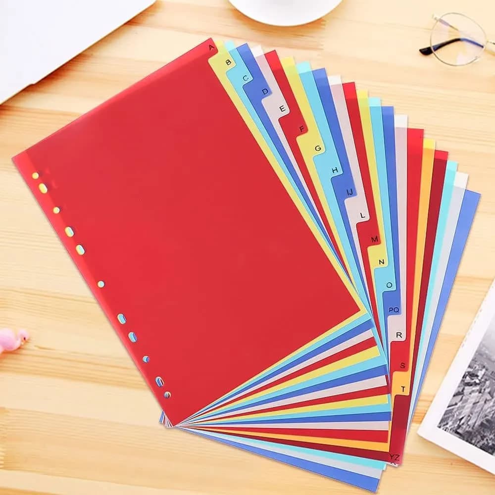 10/21pcs binder dividers, 1-10 numbers, A-YZ letters label notebook dividers, suitable for 2/3/4/11 ring binders.