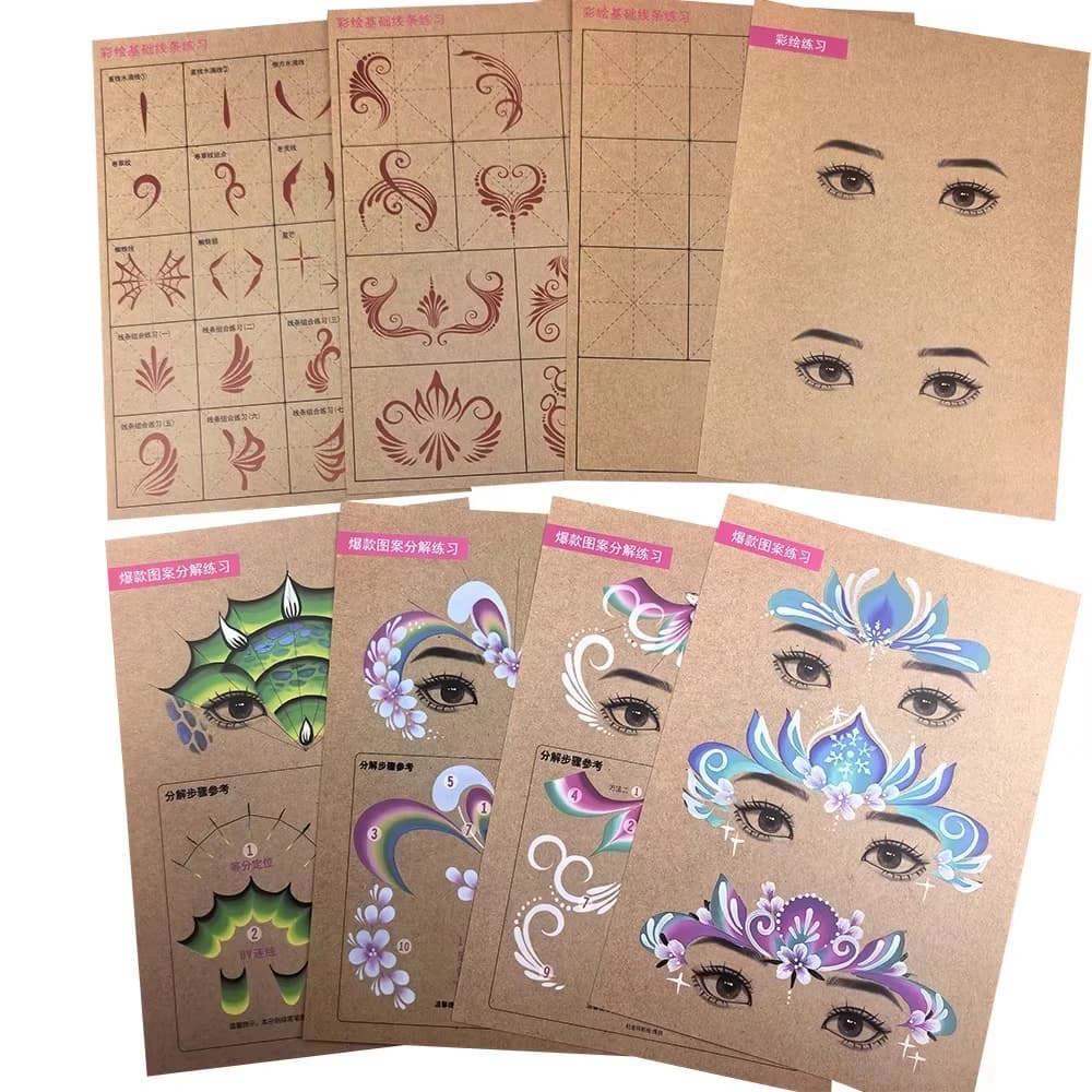 Painting Practice Template Pattern Breakdown Exercise Washable and Reusable Face Painting Practice Board