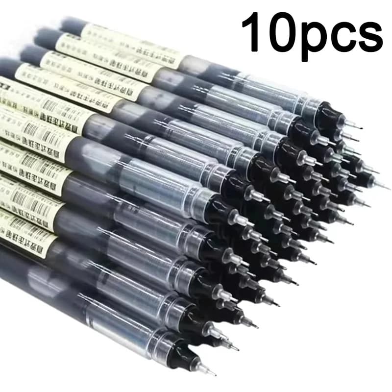 10pcs Gel Pens 0.5mm Needle Type Gel Ink Pens Straight Liquid Ballpoint Pen Colors Stationery School Office Writing Stationery