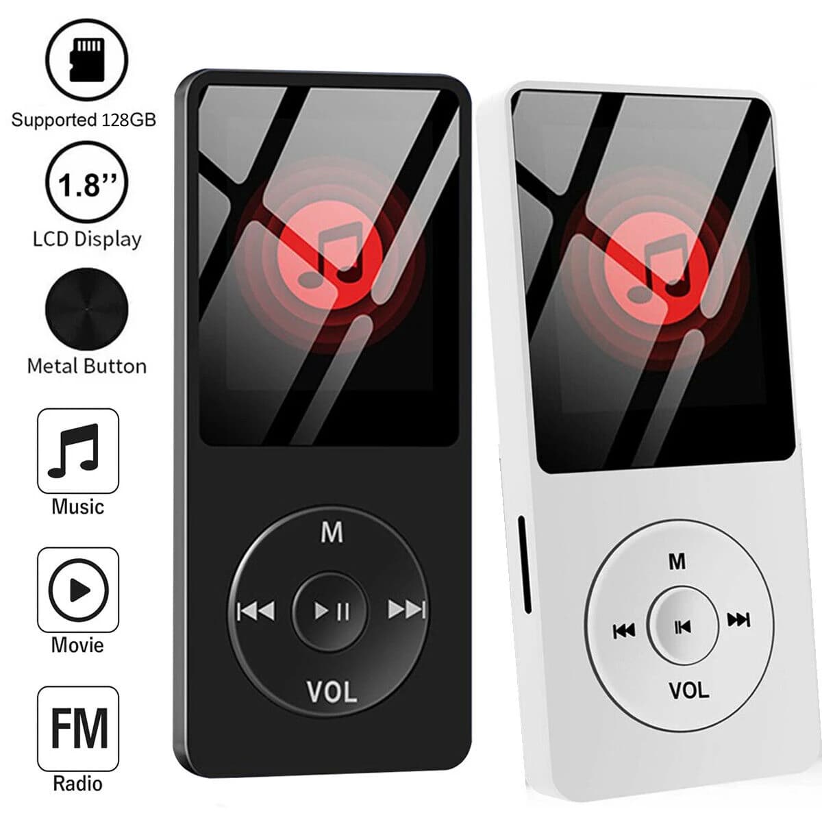 Portable Mini MP3 Player HiFi Music Walkman 4.0 Bluetooth Support Two-Way Transmission FM Radio Voice Recorder eBook Auto Browse