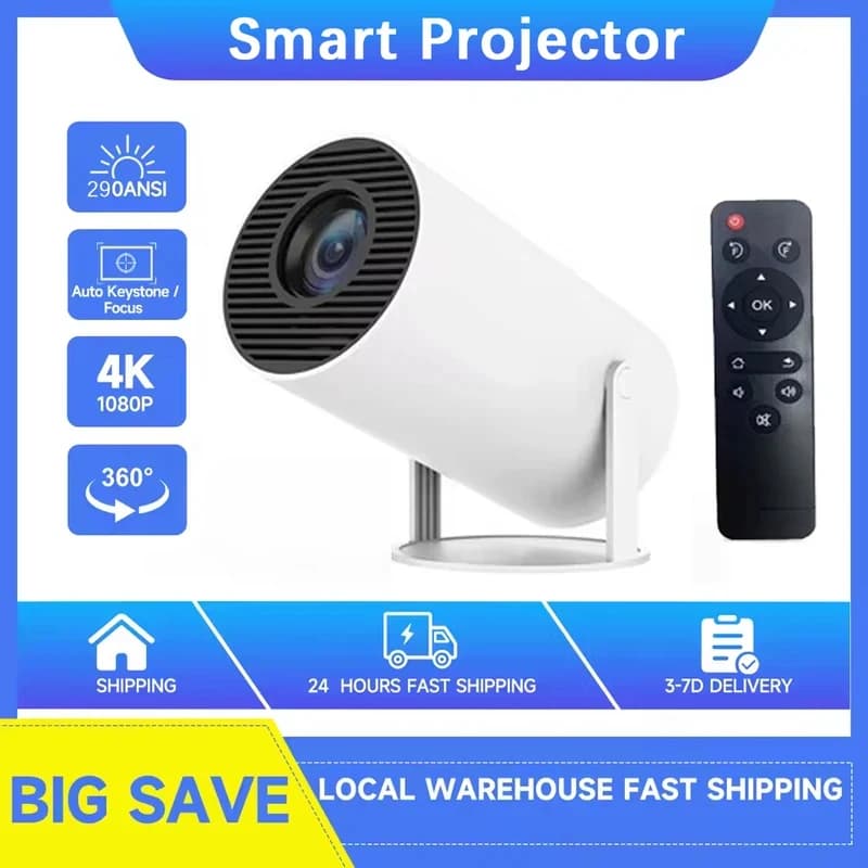 2026 New Projector 4K Android 11 Wifi6 290ANSI Allwinner H713 BT5.0 1080P 1280*720P Cinema Outdoor Portable Projetors 