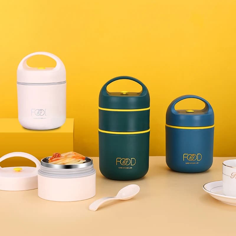 Lunch Boxes Lunch Bag 304 Stainless Steel Lunch Box For Kids Lunch Bags Portable Folding Spoon Lunch Box Kids Thermal Bento Box