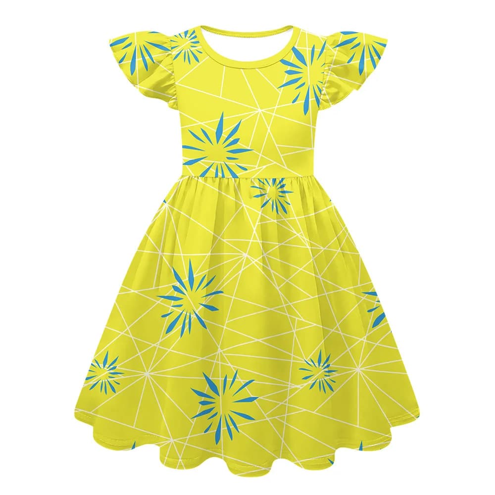Girls Party Dresses Disgust Printed Princess Dress Birthday Party Inside Out Joy Halloween Cosplay Costume Carnival Gift 2-10Y