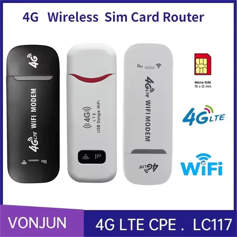 4G LTE Wireless USB Dongle Mobile Broadband 150Mbps Modem Stick Sim Card Pocket Hotspot Wireless WiFi Router for Home Office Car