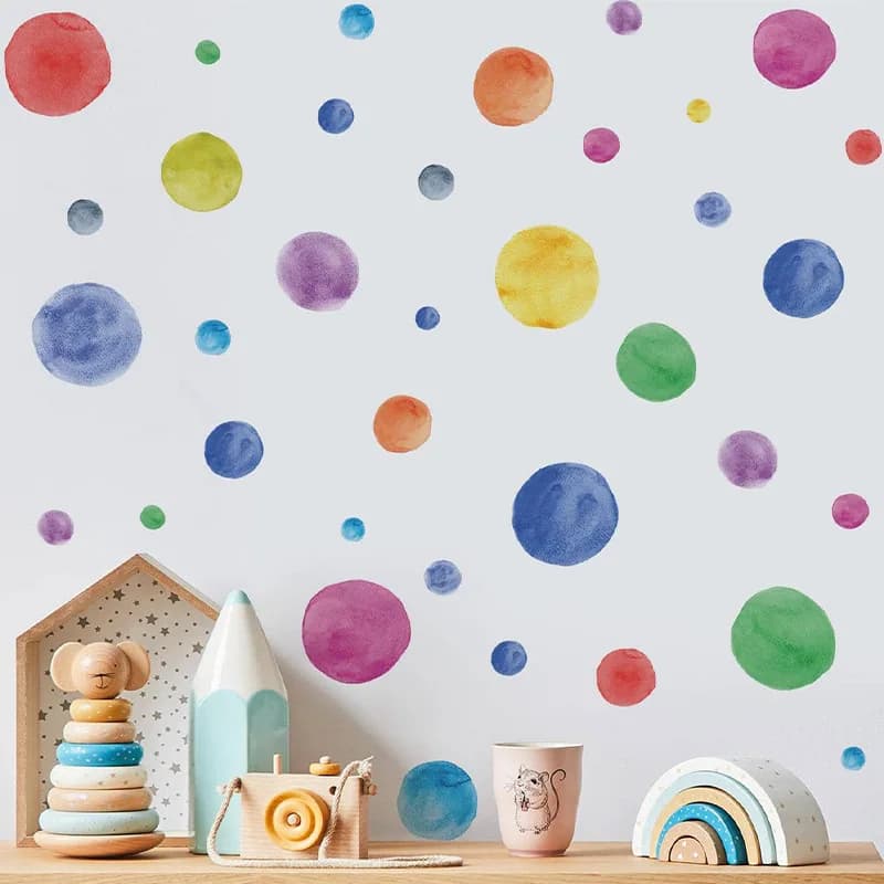 Colorful dot stickers kid's room kindergarten DIY decoration self adhesive wall decal