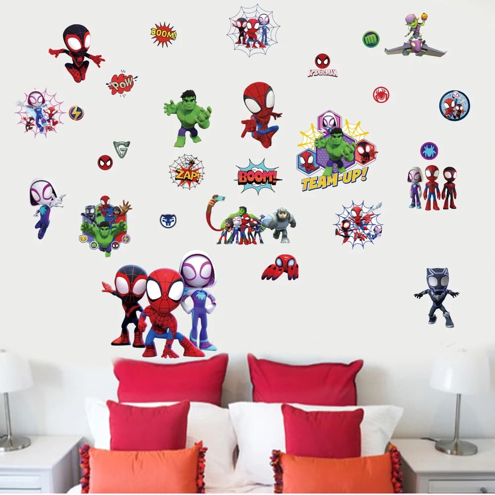 Cartoon Avengers Movie Wall Stickers For Kid's Rooms Kindergarten Living Room Bedroom Wall Decoration Self-adhesive Poster