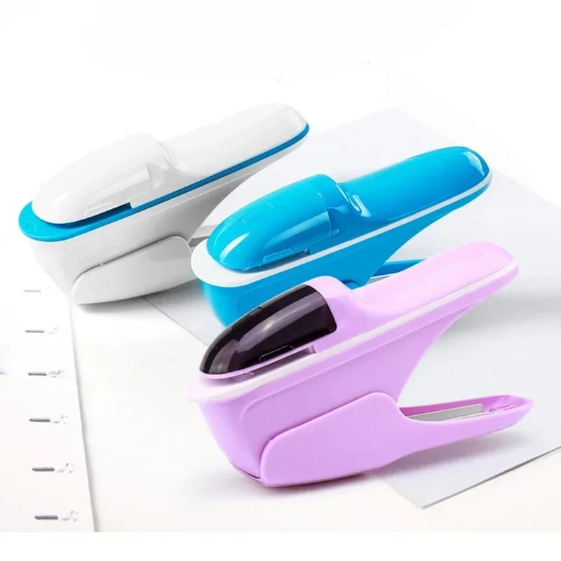 1PC hand-held stapler without nails, bill paper and handbooks, document binding, office, home and school binding supplies