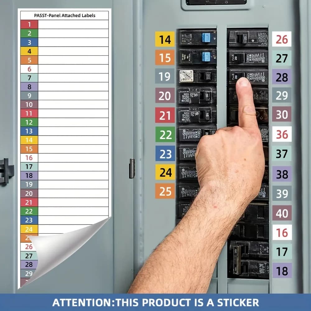 Circuit Breaker Label Kit with Marking Panel (1-10, N, T, R, S) | Handwritten Electrical Panel Stickers for Distribution Boxes