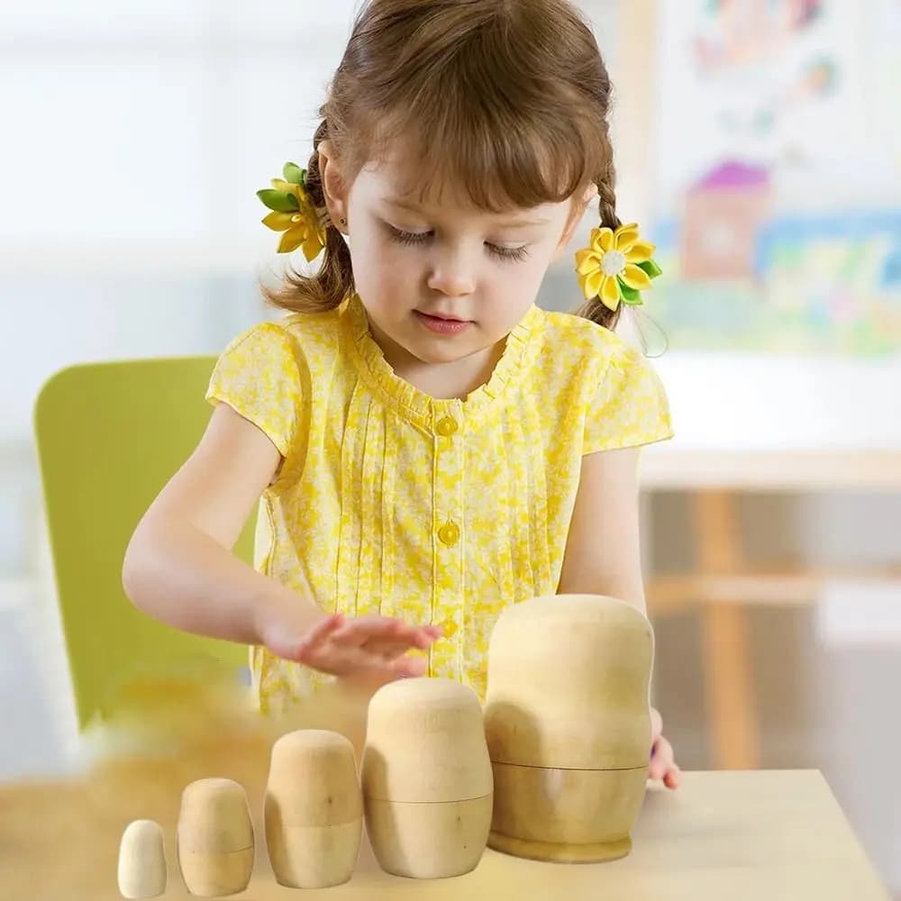 Kids Kindergarten Handicraft Material Boys Girls Gifts Matryoshka Toy Russian Nesting Dolls Doll Blank Wooden Embryos