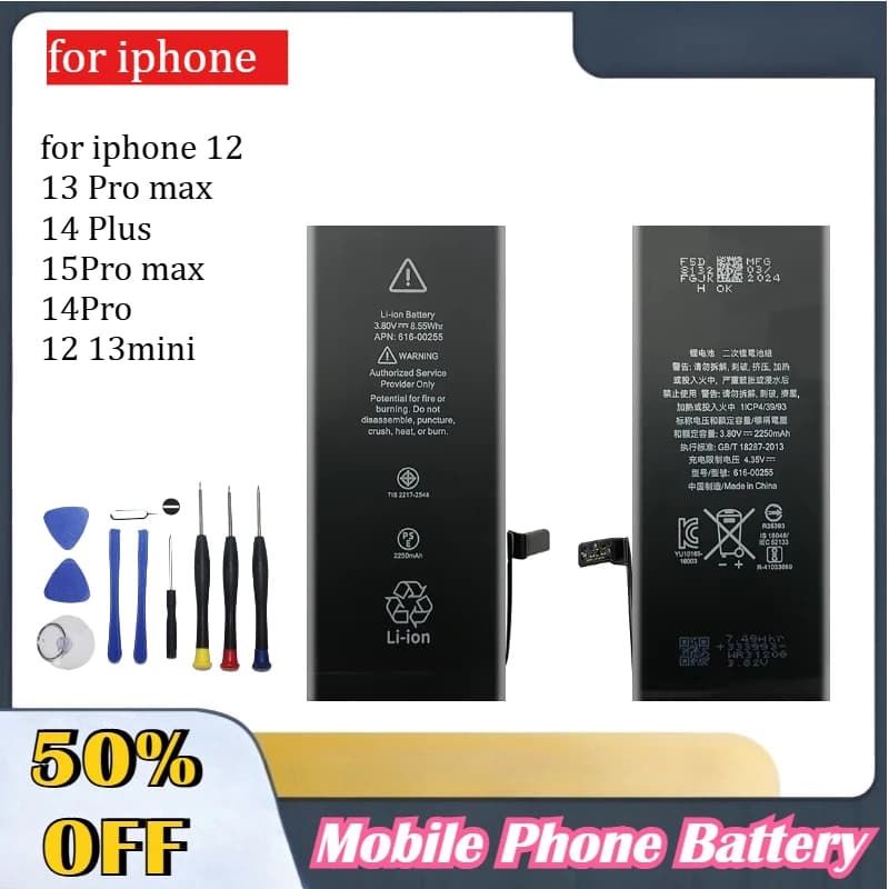 High-Quality Replacement Mobile Phone Batteries for Iphone 12 13 Pro Max 14 Plus 14Pro 12 13mini Battery аккумулятор