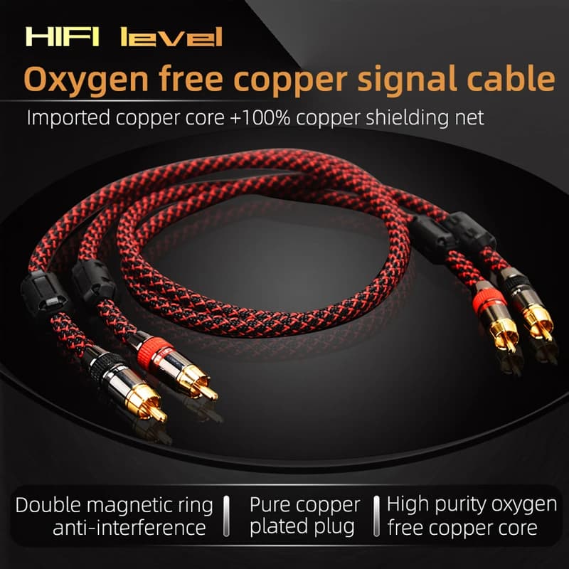Hi-Fi Fine RCA Cable High Quality 4N OFC HIFI 2RCA-2RCA Male to Male Audio Cable Main Core Independent Shielding One Pair