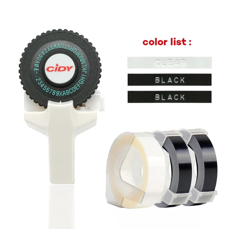 Manual Label Maker with 3 tapes (9mm x 3mtrs) Typewriter Tape Embossing Label Maker