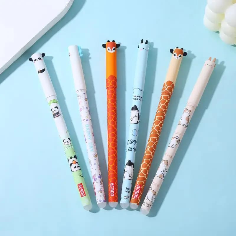 6/8/10 Pcs Cute Writing Tools Animal-Shaped Erasable Pens For Journaling Writing Office Supplies Gift Ideas Office Stationery