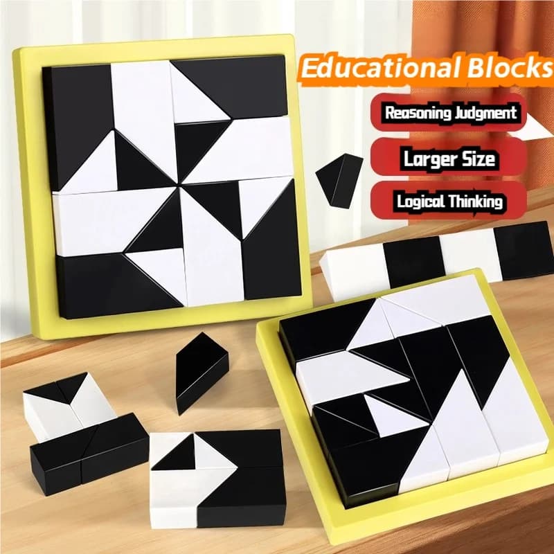 Educational Black and White Building Block Puzzles, Educational Toys That Promote Learning, Entertainment, Intelligence, Manual and Mental Skills, Hand-Eye Coordination, Interaction, Interest Developm