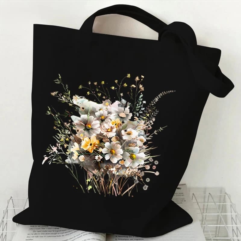 Woman's Shoulder Bag Wildflowers Vintage Tote Bags Canvas Shoulder Bags for Travel Daily Commute Women's Reusable Shopping Bag