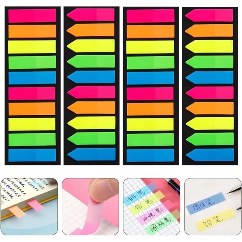 Index Tabs Sticky Notes, 200 Sheets Colorful, Transparent for Books & Journals, Office Planning, Adhesive Page Markers